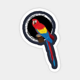 Artwork of a Sitting Scarlet Macaw Parrot II Magnet