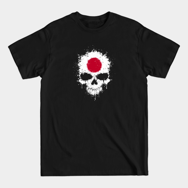 Discover Chaotic Japanese Flag Splatter Skull - Japan - T-Shirt