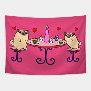 Pug Dinner Date Tapestry