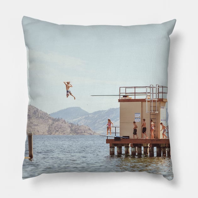 Taking the Leap - Okanagan Lake Pillow by Amy-K-Mitchell