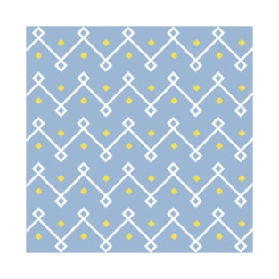 Light Blue and Yellow Geometric Scandinavian Pattern T-Shirt