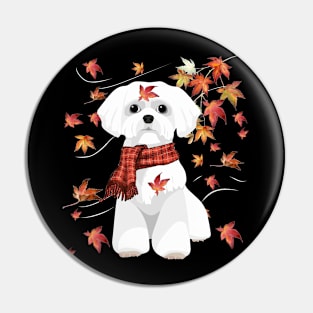 Maple Dog Leaf Fall Hello Autumn Funny Westie Lover Pin