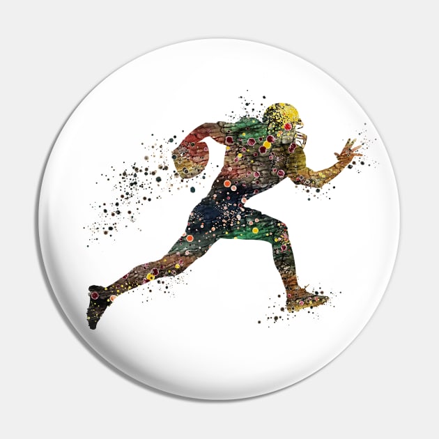 Boy American Football Player Watercolor Pin by LotusGifts