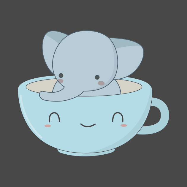 Kawaii Elephant and Coffee T-Shirt by happinessinatee