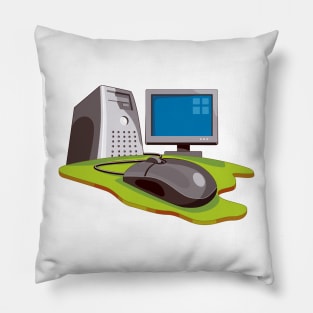 PC Computer Connected to World  Retro Pillow