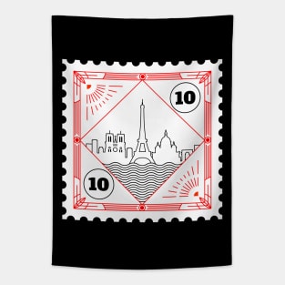 Paris Stamp Design Tapestry