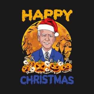 Anti Joe Biden Funny Halloween Happy Christmas Santa Hat T-Shirt