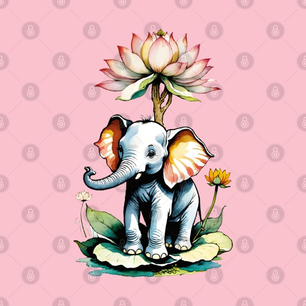 Ganesh Elephant and the lotus Flower by mariasshop