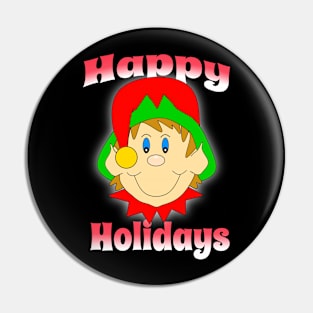 HAPPY Holidays Elf Christmas Pin