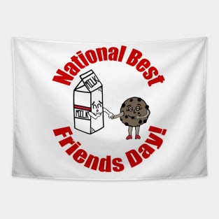 National Best Friends Day Milk and Cookies Tapestry