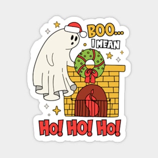 Boo I Mean Ho Ho Ho Halloween Ghost Funny Christmas Magnet