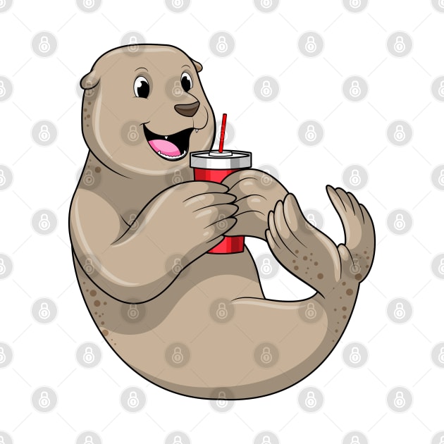 Seal with Mug with Straw by Markus Schnabel