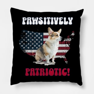 4th of July Independence Day Patriotic Corgi Funny Design for Dog Lovers Pillow