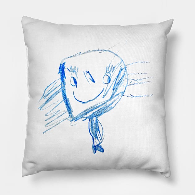 Smiley Face Kids Drawing Pillow by PretendPizza