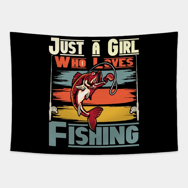 Just a girl who loves fishing Vintage Tapestry by rhazi mode plagget