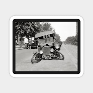 Crashed Ford Model T, 1922. Vintage Photo Magnet