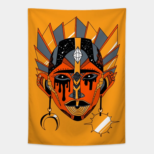 Orangrey African Mask No 12 Tapestry by kenallouis