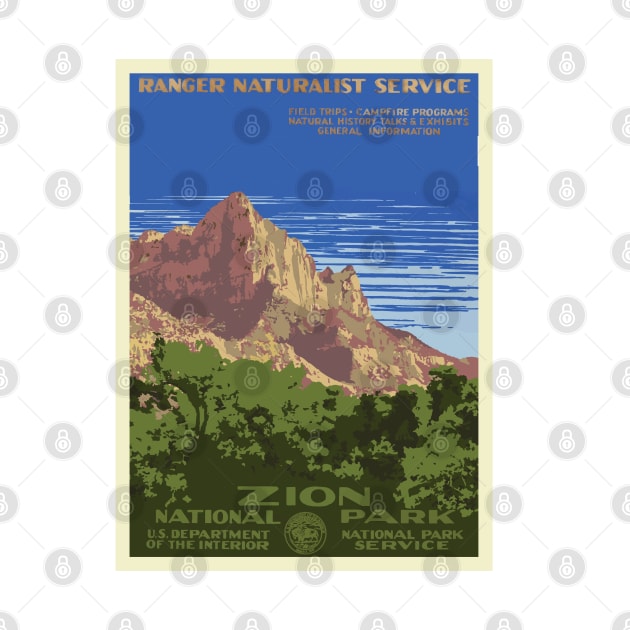 Zion National Park Vintage Retro Nature Forest Wilderness Camping Hiking Outdoors Art by Shirtsurf