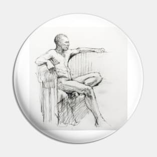 Seated male nude Pin