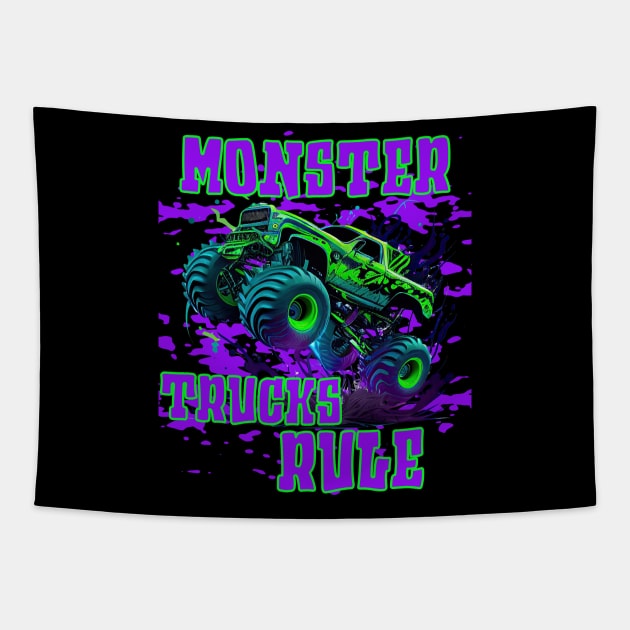 Monster Trucks Rule Tapestry by crazytshirtstore