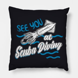 Vintage Scuba Diving Cuttlefish Pillow