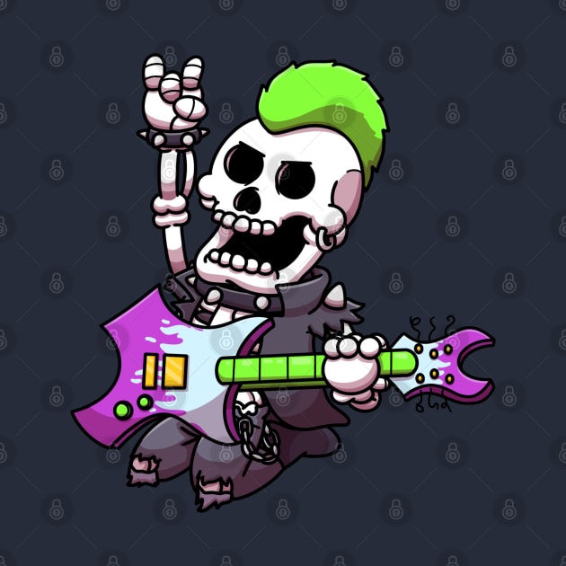 Cartoon Punk Rock Skeleton With Guitar by TheMaskedTooner