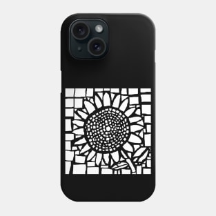 Black and White Mosaic Sunflower Phone Case