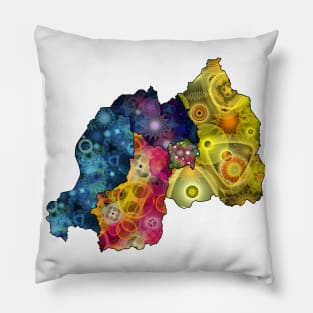 Spirograph Patterned Rwanda Provinces Map Pillow