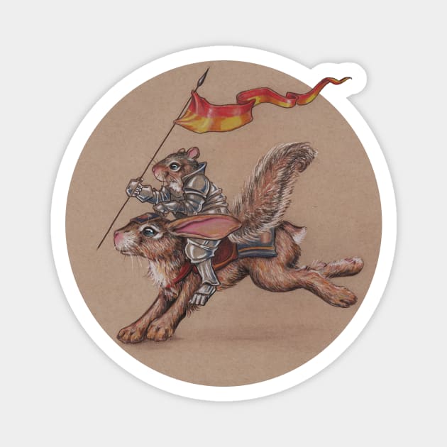 Squirrel in Shining Armor with trusted Bunny Steed Magnet by justteejay