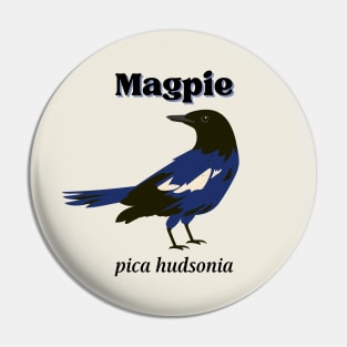 Magpie Bird Art with Scientific Name Pin