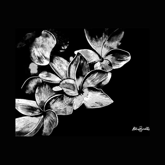 Black and WhiteFrangipanis by KatareyDesigns