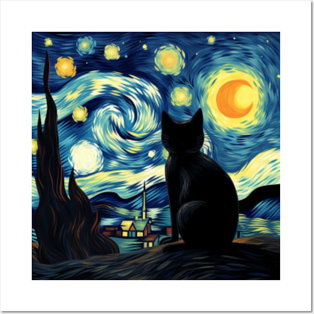 Van gogh Starry Night Cat  Sticker for Sale by Vangoholic