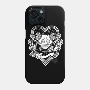 Dope Slluks card with heart ink-pencil black-and-white illustration Phone Case