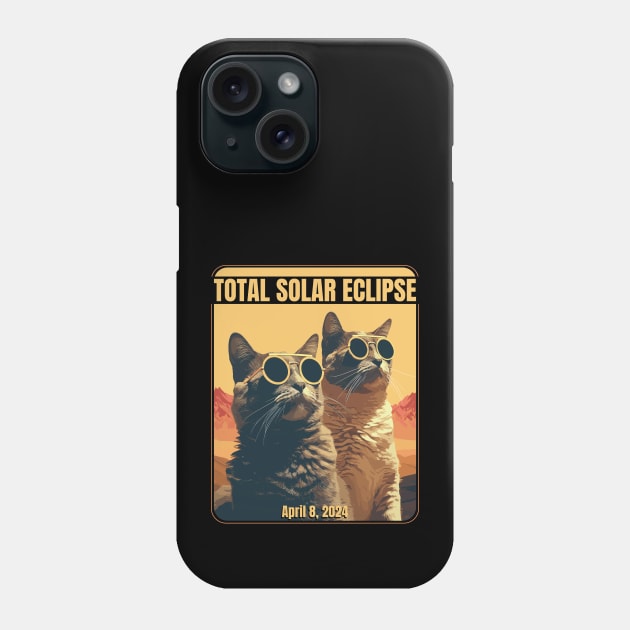 2024 Total Solar Eclipse April 8 Eclipse Cats Phone Case by Apocatnipse Meow