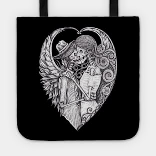 Skeleton lovers couple angel. Tote