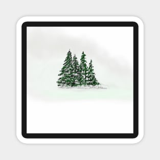 Winter landscape with pine trees and snow Magnet