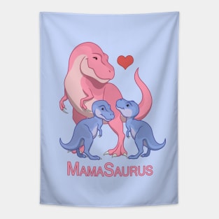 MamaSaurus T-Rex Mommy & Twin Baby Boy Dinosaurs Tapestry