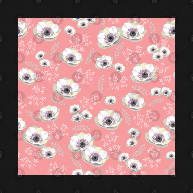 Flowers Pattern (coral) by AnisIllustration