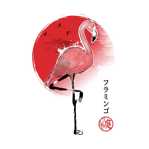 Flamingo sumi-e by DrMonekers