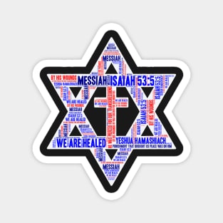 Isaiah 53-5 Word Cloud Messianic Star David Crucifix Magnet