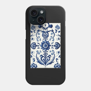 Floral Garden Botanical Print with Delft Blue and White Phone Case