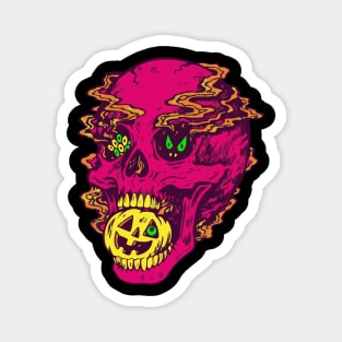 skull with ghosts for halloween Magnet