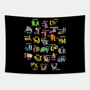 Animal Alphabet Lover Learning ABC Present Cute Reading Gift Tapestry