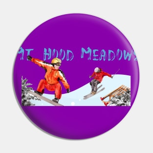 Skiing and snowboarding in Mt. Hood Meadows Pin