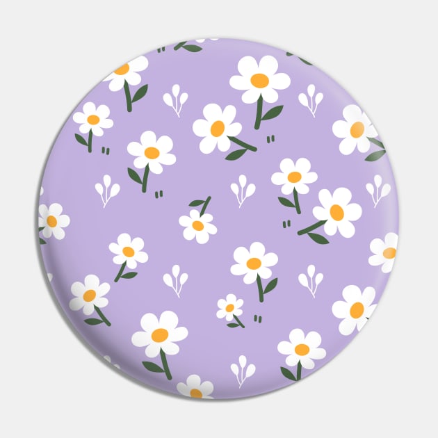 Little White Flowers on Purple Background Pin by Ayoub14