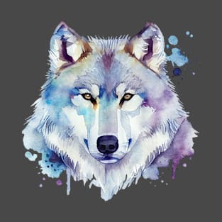 Grey Wolf Watercolour Art T-Shirt