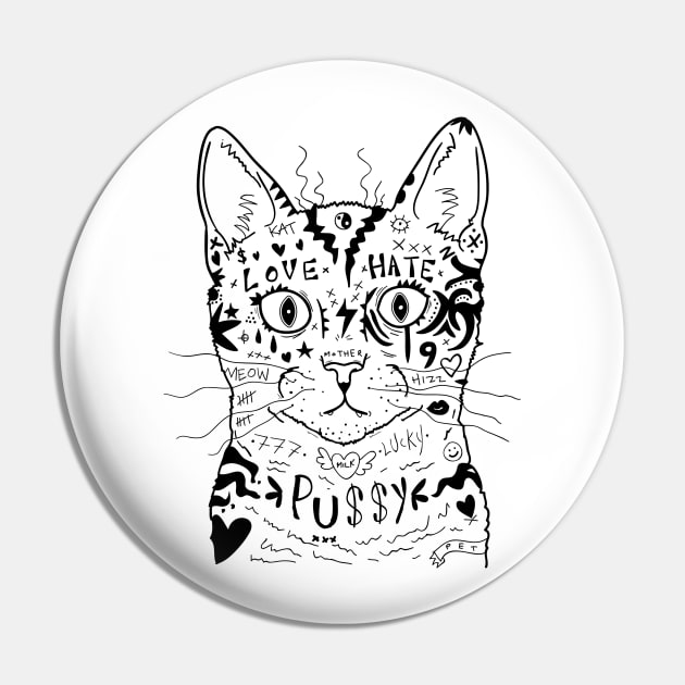 Tat Cat Pin by The_Black_Dog