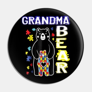 Autism T-ShirtAutism Grandma Bear And Autism Baby Bear Shirt Gift Pin