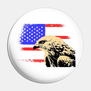 Eagle in front of American Flag Pin