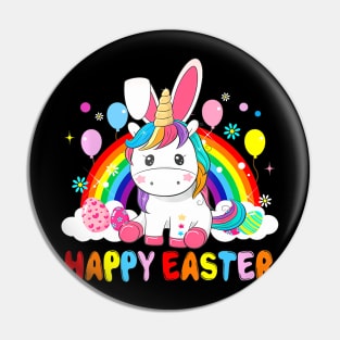 Easter Cute Unicorn Wearing Bunny Ears Easter Eggs Pin